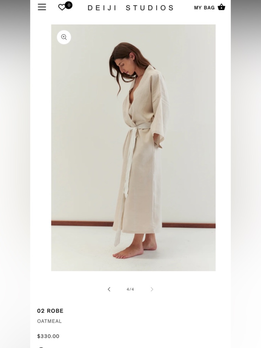 NWT Deiji Studios 02 Kimono in Oatmeal - Picture 4 of 13